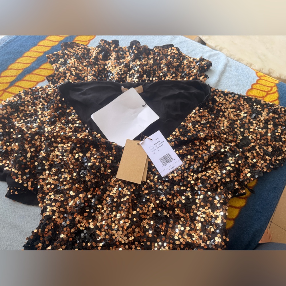 Michael Kors Collection Black and Gold Floral Mini Dress - Picture 2 of 2